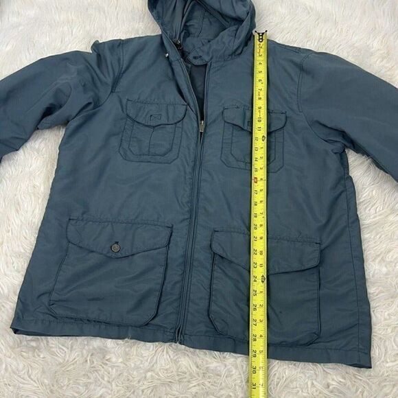 Lands' End Jacket Men's Blue Lightweight Windbreaker Full Zip Hooded Utility Lrg - Picture 5 of 12